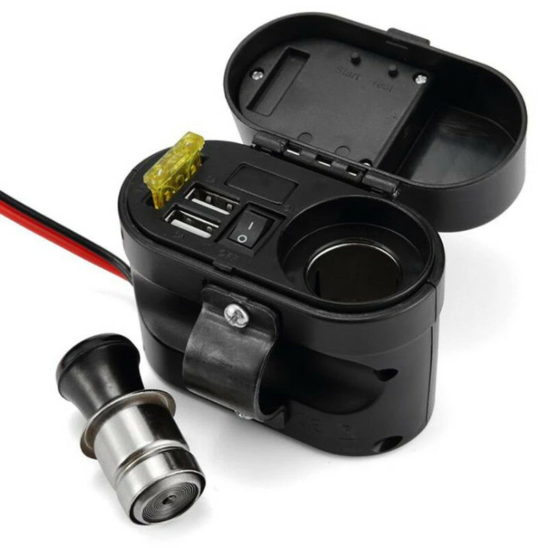 Водонепроницаемый 12 V-24 V мотоцикл двойной Usb зарядное устройство прикуриватель крепление на руль