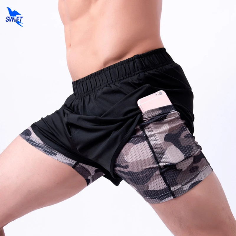 

Quick Dry Men's 2 in 1 Sports Running Shorts with Pocket Active Gym Fitness Training Exercise Jogging Shorts with Longer Liner