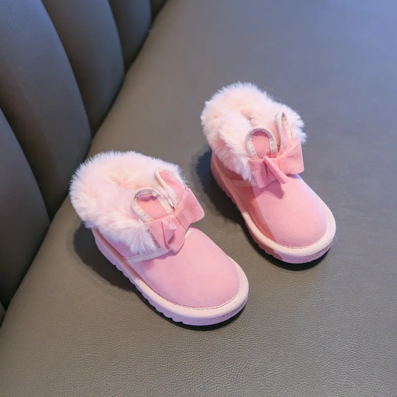Новая зимняя обувь для маленьких девочек 1-6 лет, маленькие теплые плюшевые детские зимние ботинки, меховые ботинки с героями мультфильмов для маленьких детей, размер 21-30