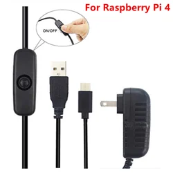 Aokin – alimentation électrique pour Raspberry Pi 4, 5V, 3A, Type C, avec interrupteur ON/OFF, EU, US, AU, UK, chargeur pour Raspberry Pi 4, modèle B 