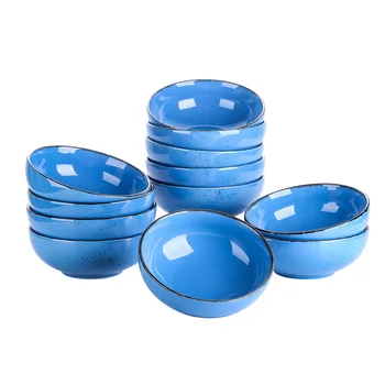 

Vancasso Navia Dark Blue 4/8/12-Piece 800ML Large Cereal Bowls Set Vintage Look Ceramic Soup/Mixing/Fruit/Noodle/Ramen Bowl Set