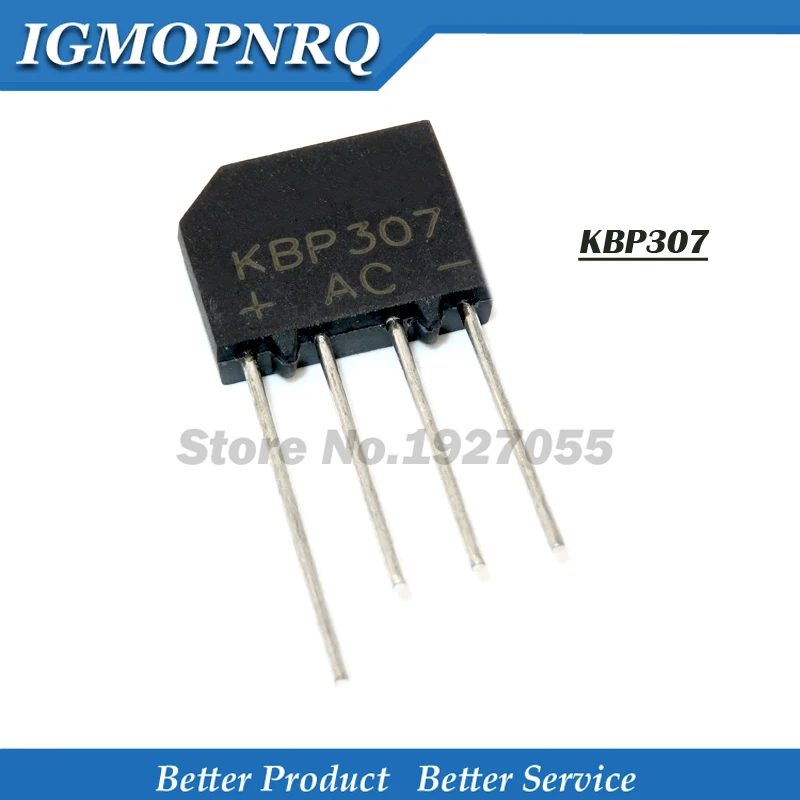 20PCS KBP307 KBP 307 3A 700V zip Flat bridge rectifier dip-4 pile of new | Электронные компоненты и