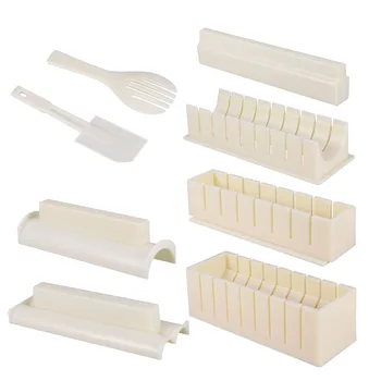 

10 pcs Sushi Making Kit Plastic Multifunction Creative 5 in 1 Sushi Rolls Maker Rice Roll Mold Sushi Tools for Home
