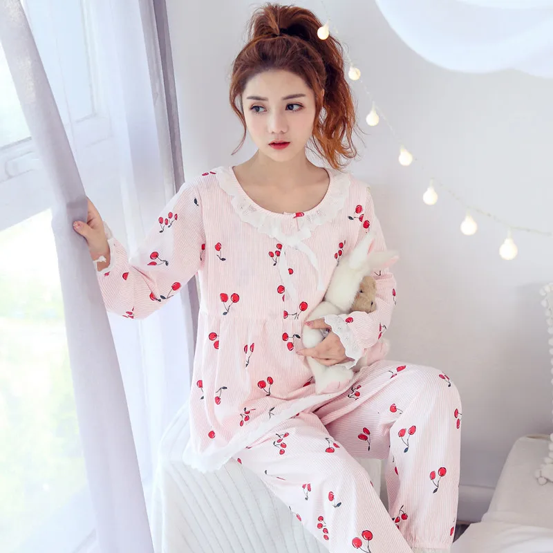 

sweet printing pajamas for pregnant women can be used for lactating women's baby clothes for home use plus fat code