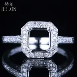 HELON Подушка 7x7 мм Твердое 14k белое золото (AU585) дамы VintageTrendy ювелирные изделия из драгоценных камней натуральный алмаз полу крепление кольцо