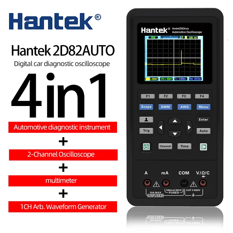 

Hantek 2D82 AUTO 4-in-1 Portable Car Oscilloscope 80Mhz Automotive Diagnostics 250MSa / s Portable Digital Oscilloscope