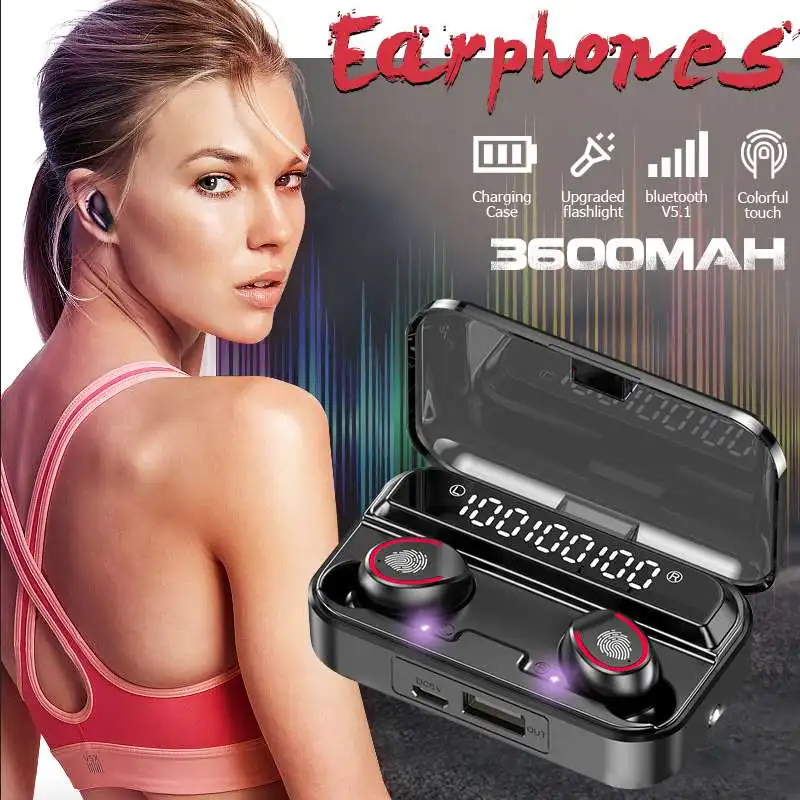 TWS Bluetooth 5 1 Earphones 3LED Display Wireless Headphone 3600mAh Charging Case Waterproof Sport Earbuds Touch Control Headset
