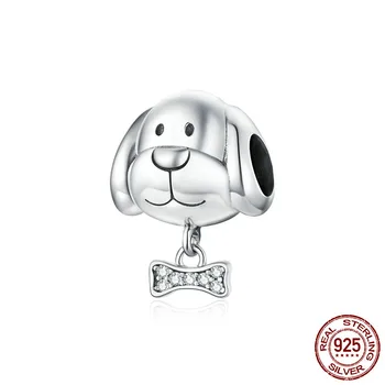 

New 925 sterling silver dog and bone metal beads for women's jewelry, silver jewelry fit 3mmoriginal bracelet luxury C244
