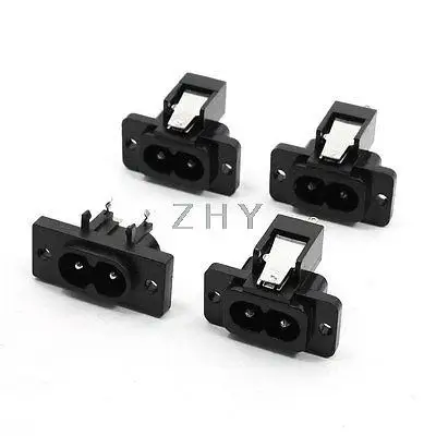 

250V 7A Black Male Plug EC320 C8 Power Adapter Connector 4 Pcs