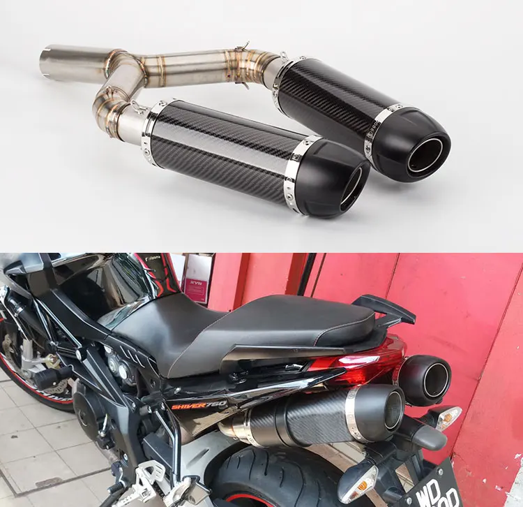 Выхлопная система мотоцикла из углеродного волокна для Aprilia shiver 750 выхлопная труба shiver750 со средней контактной трубой