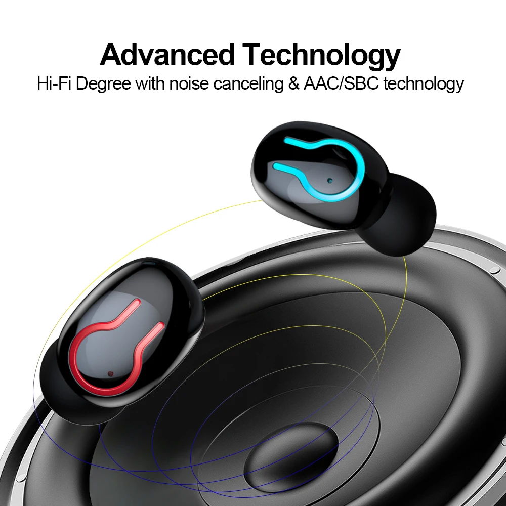 Q66 беспроводные V5.0 Bluetooth наушники HD стерео наушники спортивные водонепроницаемые наушники с двойным микрофоном и 6000 мАч зарядкой от аккумулятора
