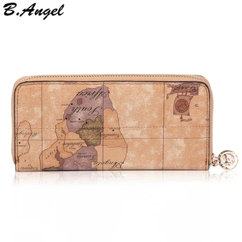 

New Fashion World Map Wallet Multifunctional Long Design Wallet Zipper Coin Purse Card Holder PVC Waterproof Retro Travel Wallet