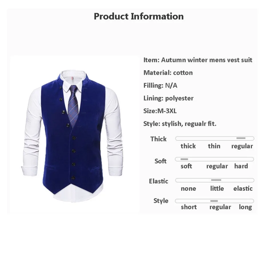 Autumn Winter Mens Vest Suit Casual Mens Sleeveless Suit Vest Solid Color Black Cotton Single Breasted Men's Waistcoat Gilet