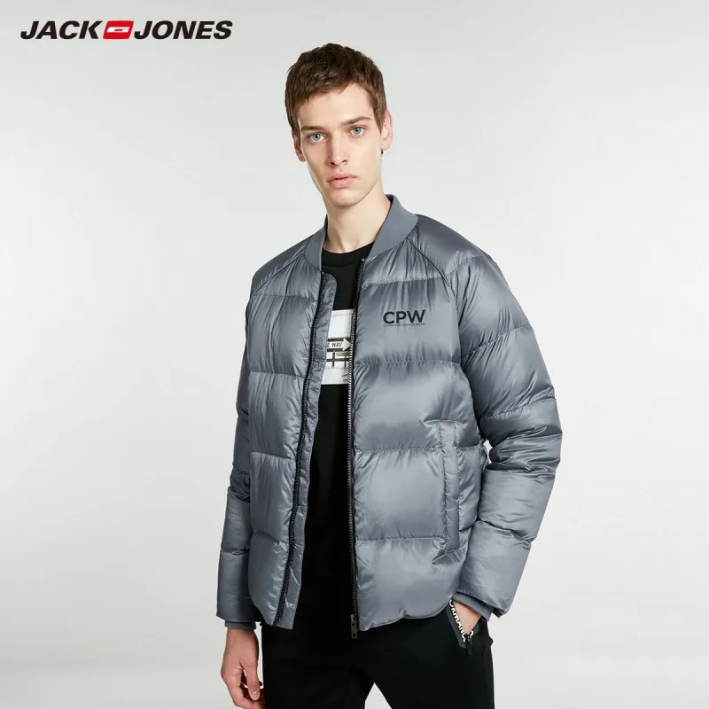 JackJones Для мужчин зимняя куртка Бейсбольным воротником короткая теплая куртка-пуховик 218412544