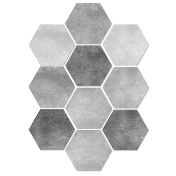 

10 Pcs Cement Black and White Floor Sticker Hexagonal Removable Anti-Slip Tile Stickers Bathroom Sticker Home Decoration