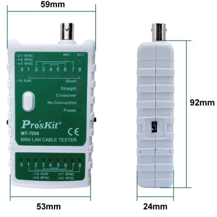 Мини Pro'sKit MT-7058 Многофункциональный BNC Кабель сетевой тестер беспроводной провод напряжение Detecto кабель трекер проверки