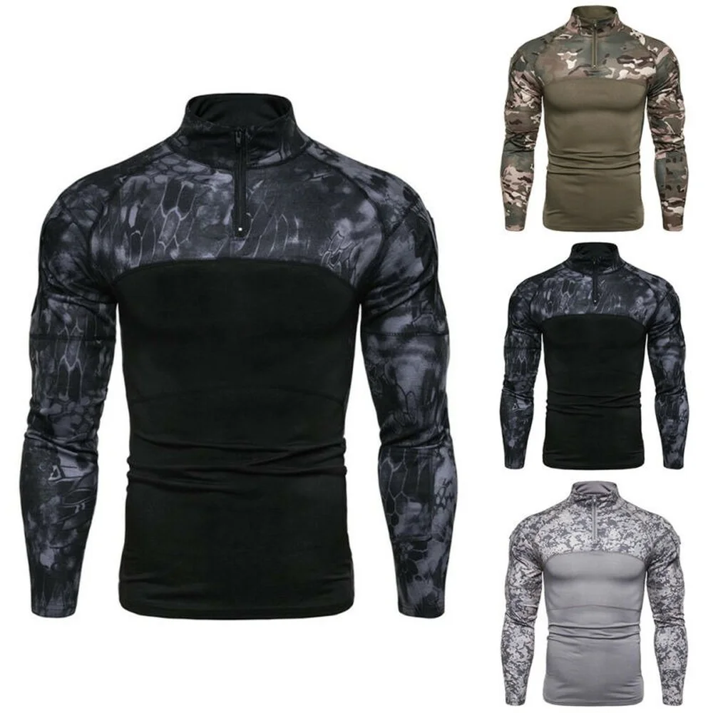 Men's Sport Gym Long Sleeve Print T Shirt Tops Regular Activewear