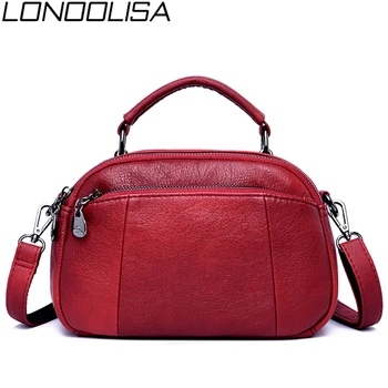 

LONOOLISA 2019 New Women's Handbag Casual Soft PU Leather Female Shoulder Messenger Bag High Quality Famous Designer Portable Sh