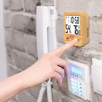 

Electronic Digital LCD Display Temperature Humidity Meter Indoor High-Precision Backlight Wooden Grain Thermometer Hygrometer