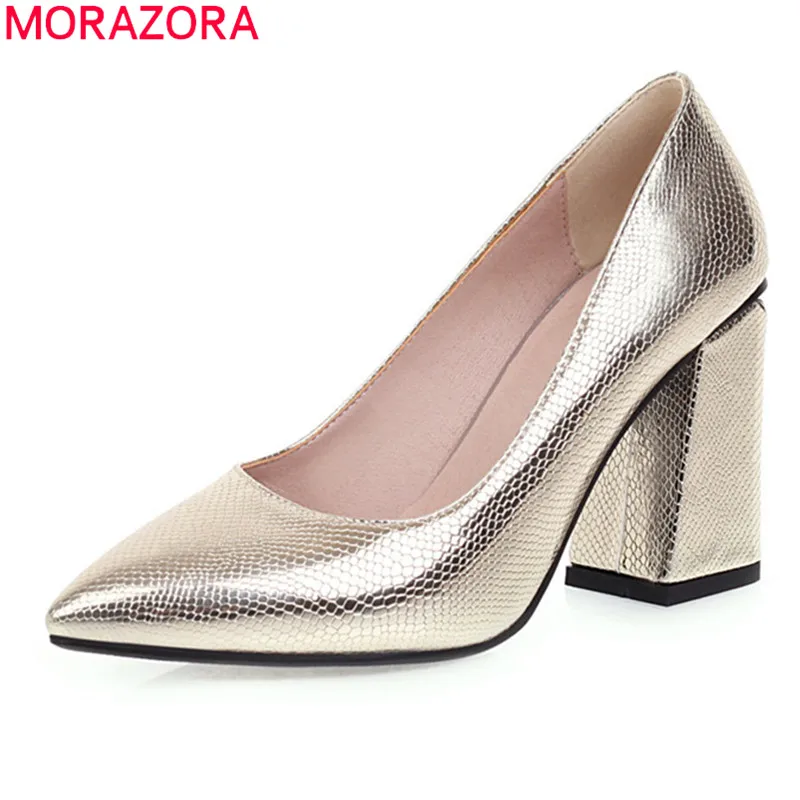 

MORAZORA plus size 33-47 fashion high heels shoes sexy pointed toe shallow women pumps summer party wedding shoes gold sliver