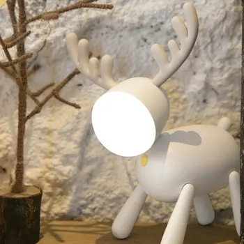 

Elk Led Table Lamp Small Elk Cartoon Usb Rechargeable Silicone Night Light With Sleeping Lamp Desk Reading Lamp