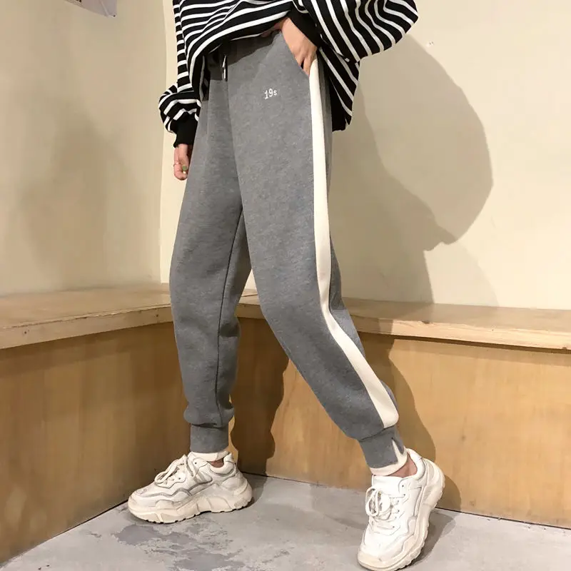 

2020 Winter Style with Fleece Padded Harem Pants Korean Style Loose All-match Casual Beam Leg Gymnastic Pants