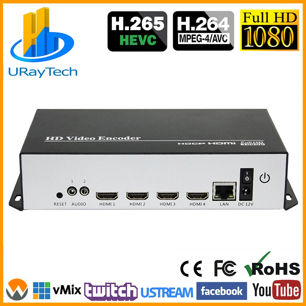 HDMI In 4 канала H.265 H.264 HDMI видео кодировщик, прямой поток широковещательный кодер, работает с Wowza, Xtream кодами, Youtube, Twitch, Vmix - Цвет: HDMI In