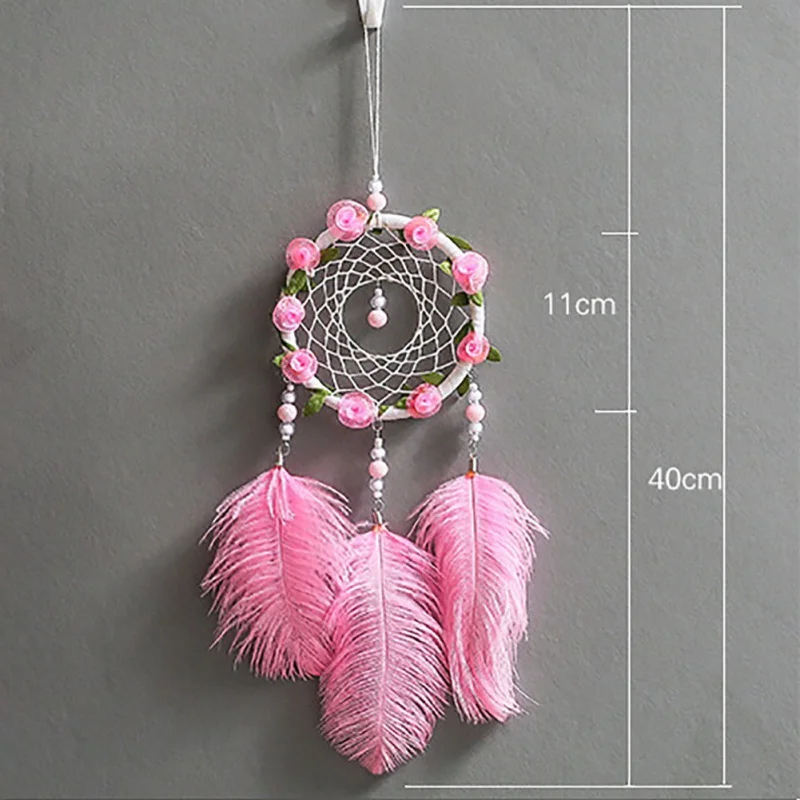 DIY Handmade Dream Catcher Home Hanging Decor Pendant Mini Car Ornaments Innovative Gifts Natural Feathers Decoration