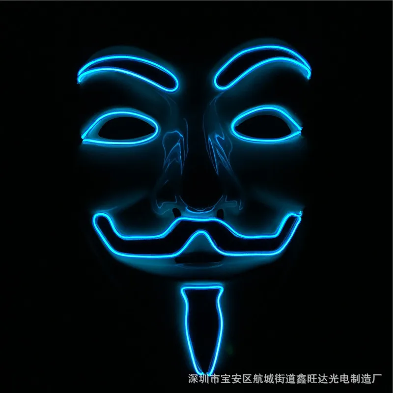 Хэллоуин высокое качество EL светильник V for Vendetta» ПВХ светящаяся маска праздничный карнавальный ночной клуб реквизит для болельщиков
