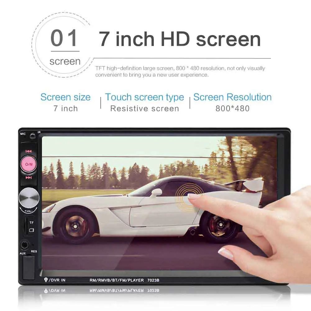  7 pollici HD Portatile A Doppio 2 Auto Lettore Audio Stereo Bluetooth Touch MP5 USB FM Ricevitore R