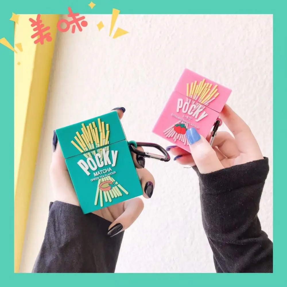 Милый 3D Клубника Glico Pocky печенье беспроводная Bluetooth гарнитура силиконовый чехол