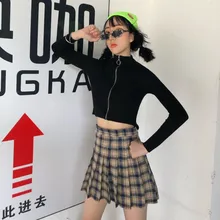 Lychee для девочек, клетчатая плиссированная Женская юбка, Повседневная Свободная весенне-осенняя дамская юбка с высокой талией, плиссированная мини-юбка трапециевидной формы для женщин