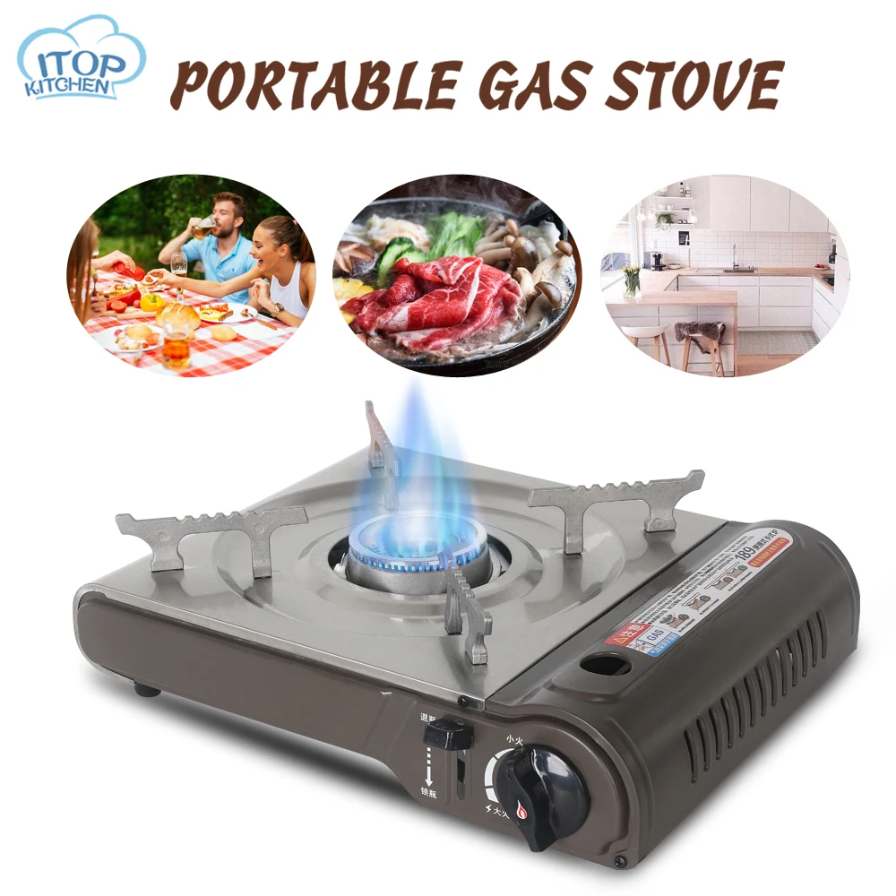 ITOP Portable Gas Stove Cookware Grill Cassette Outdoor Picnic Camping Gasgrill Lighter Cooker Kitchen Equipment Silver 2900W | Дом и сад