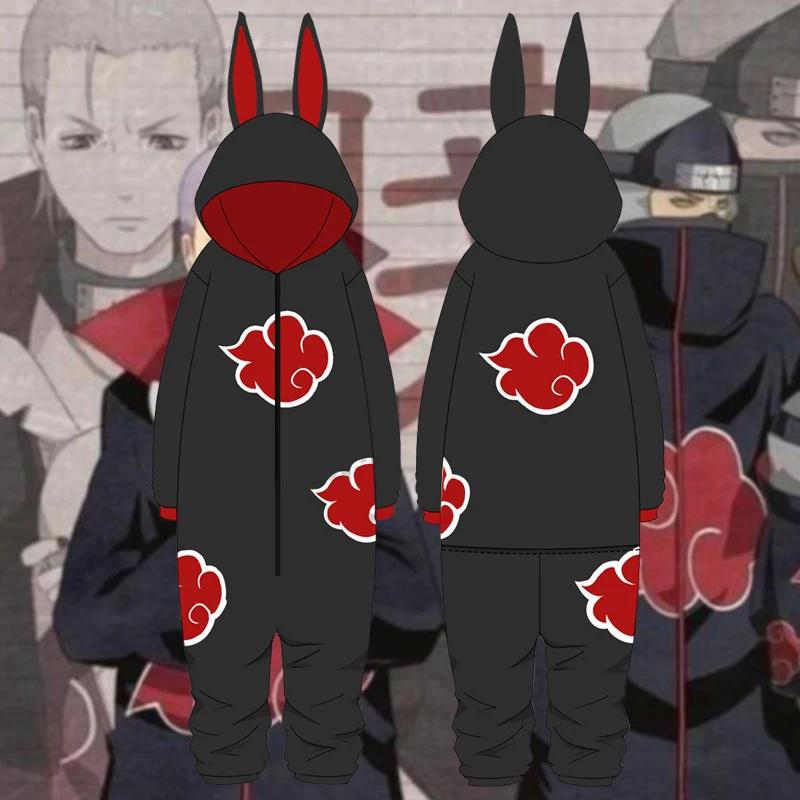 Anime Naruto Akatsuki Uchiha Itachi Cosplay Costumes Sharingan Red Cloud Pattern Jumpsuits Thicken Cotton Pajamas Bathrobe Suit