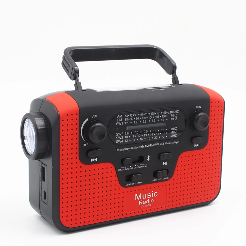 Многофункциональный RD388 беспроводной BT2.0 динамик FM радио FM/AM/SW Солнечная Рукоятка радио со светодиодный светильник свет аварийной зарядки