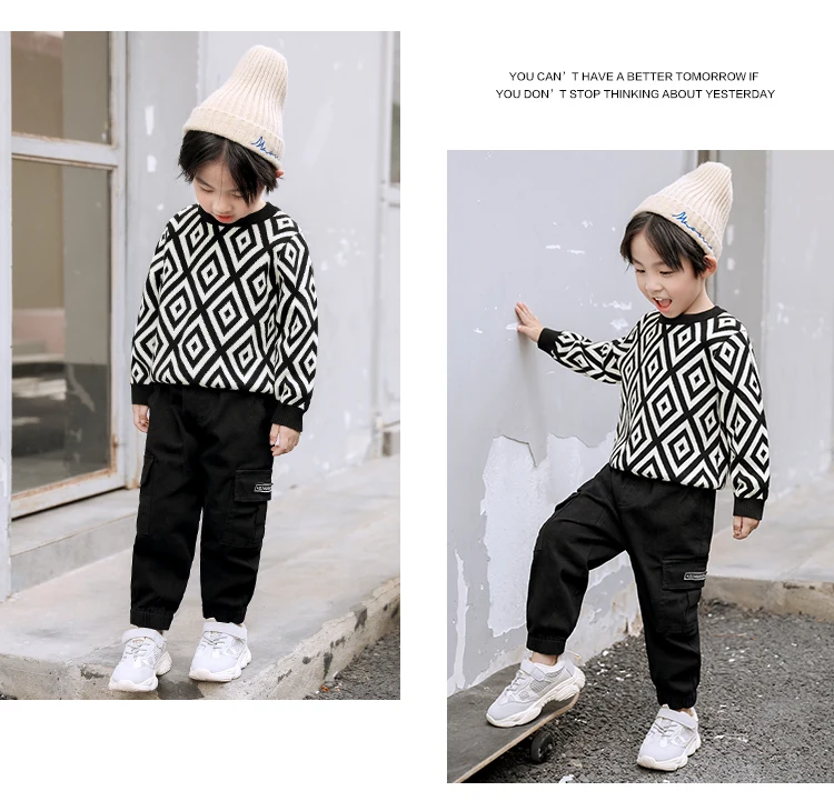 New Autumn winter Boys Sweater cotton children knitted round neck Fashion pattern Kids Pullover clothes infant baby sweaters 1-8