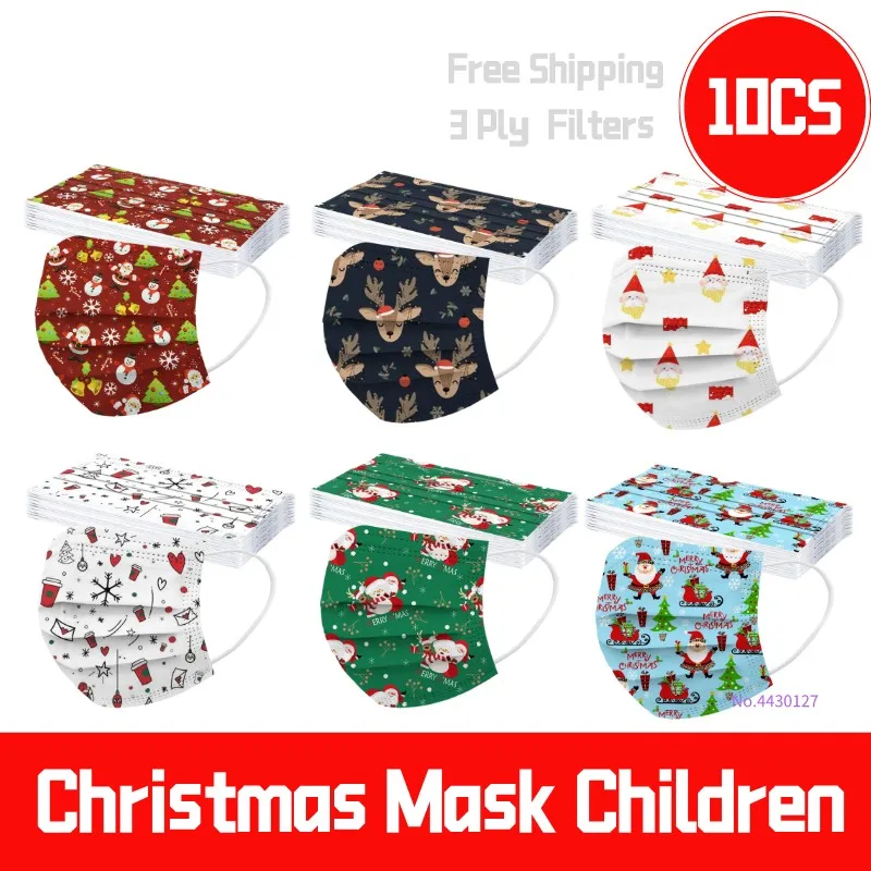 10pc Children's Mask Disposable High Quality 3ply Earhook Christmas Cosplay Mouth Masks Boy Girl Mouth-muffle Halloween |