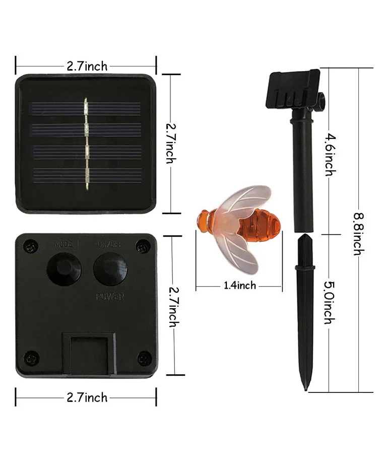 Светодиодный светильник на солнечных батареях с милой медовой Пчелой, 20 светодиодов, 50 светодиодов, 100 светодиодов, пчела, уличная садовая забор, патио, Рождественская гирлянда, светильник s