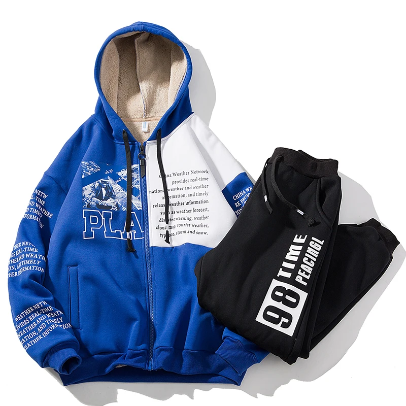 blue Комплект из двух предметов с юбкой, зимняя одежда для мужчин, Ropa Hombre, толстовки с длинным рукавом+ штаны, комплект, мужской спортивный костюм, спортивный костюм, повседневный спортивный костюм - Цвет: blue