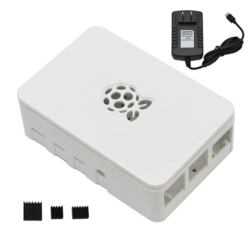 Для Raspberry Pi ABS чехол Корпус коробка V4 с радиатором+ 5 V/3a Питание для Raspberry Pi 4B