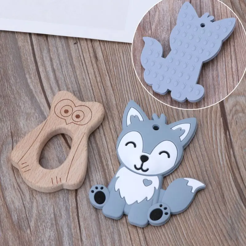 DIY Детский прорезыватель, игрушка для кормления, ожерелье, силиконовый браслет, силиконовые бусы для прорезывания зубов, кольцо, деревянная соска, зажим