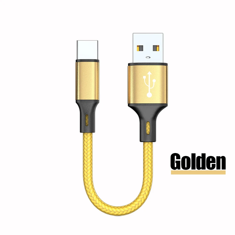 Быстрая зарядка короткий кабель USB type-C для samsung huawei power Bank использование 25 см Micro USB кабель для iphone USB-type C кабель - Цвет: Gold