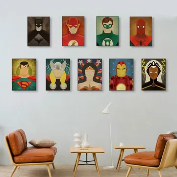 

Nordic Vintage Super Marvel Heroes Movie Superman Batman Poster Canvas Oil Painting Living Room Decorative Painting Wall Art