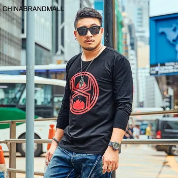 

super Brand Big size Tide Fat Man Plus Fat Plus Leisure Loose Hourglass Printing Long Sleeve T-shirt Money