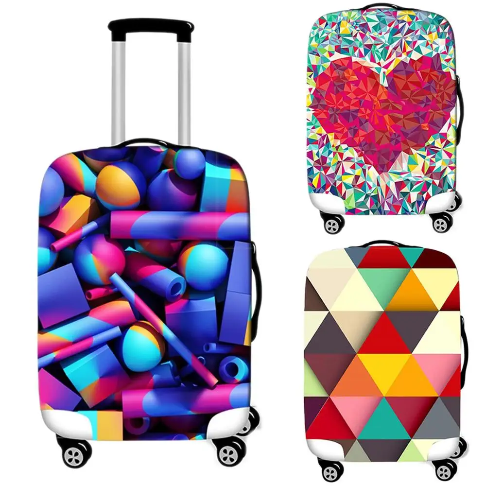 

Fashion Cartoon Geometric Luggage Case Protective Cover Waterproof Thicken Elastic Suitcase Cover 18-32Inch Travel Accessories