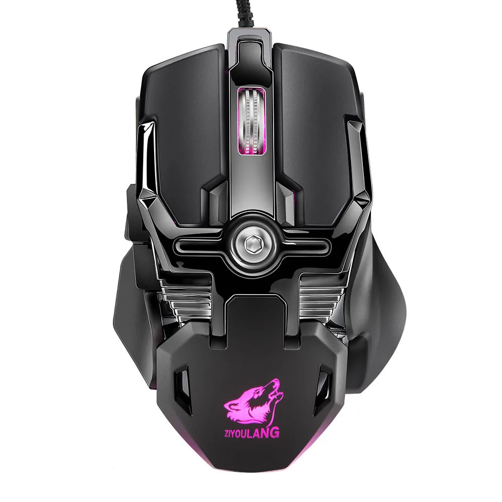 Проводная мышь 6400 dpi светодиодный механический RGB подсветка игровая мышь 8 кнопок макро программа эргономичные Мыши для ПК Компьютерная мышь 19NOV1 - Цвет: BK