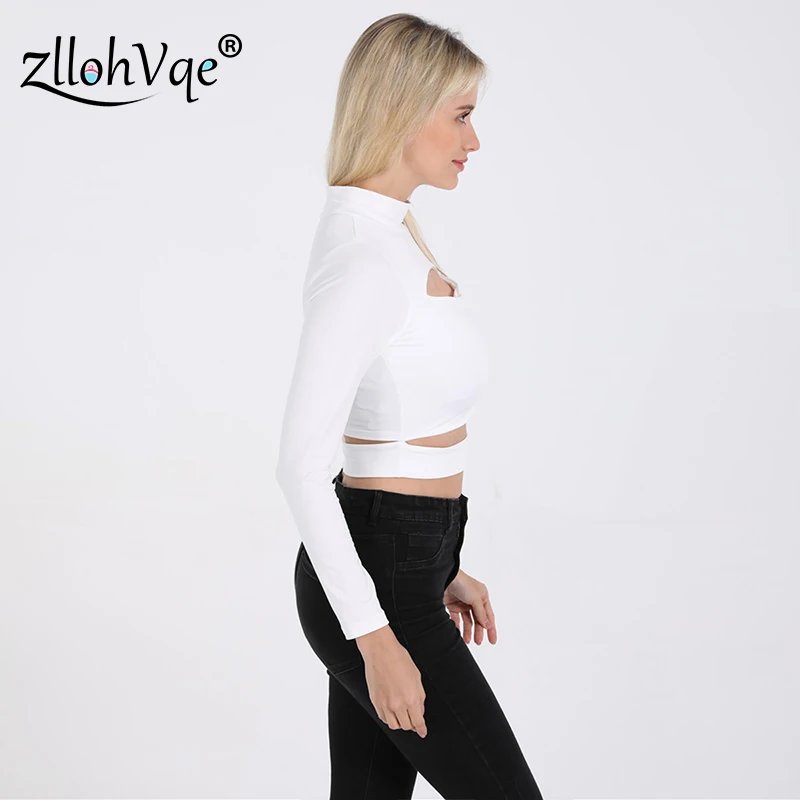 ZllohVqe 2020 Sexy Hollow Long Sleeve Turtleneck Ladies Top