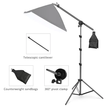 Photography 2M Tripod 2-in-1 Light Stand with 1.4M Boom Arm And Empty Sandbag For Photo Studio Supporting Softbox Ring Light 4