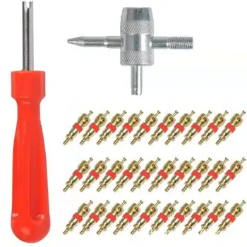 

32 Pcs Single Head Valve Cores Removers with 4 in 1 Tyre Valve Repair Tool Multifunction Repair Modification Accessories