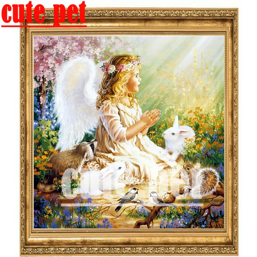 Cute Pet Child Angel Diamond Painting Diy No Frame Ricamo Punti Croce Full Drill Decor Diamond Painting Wallpaper Gift